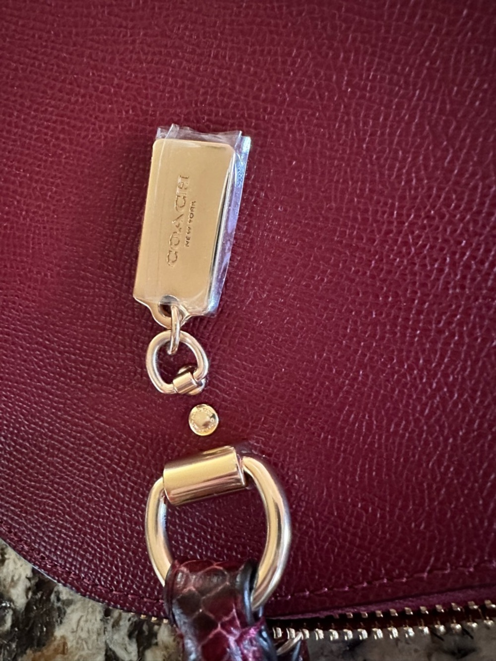 Coach Burgundy Leather Dome Satchel with Gold Hardware - Picture 5 of 6